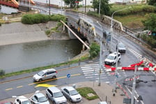 Zdjęcia ulicy Trzebnickiej oraz trasy objazdu wykonane w poniedziałkowy poranek 27 lipca