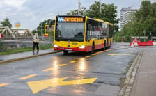 Zdjęcia ulicy Trzebnickiej oraz trasy objazdu wykonane w poniedziałkowy poranek 27 lipca