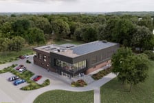 <p>Wizualizacja nowego budynku zaplecza na stadionie Zakrz&oacute;w</p>
