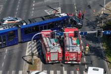 Wypadek na skrzyżowaniu Toruńska/Brucnkera - zdjęcie z drona, 2.08.2026 r.
