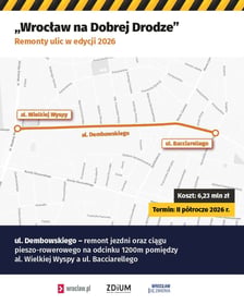 Odcinek Dembowskiego do remontu zaznaczony na mapie