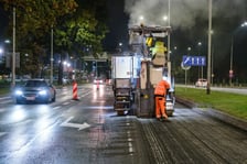 Nocne prace na ulicy Krzywoustego. Zdjęcie z poniedziałku 19 października