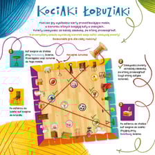 10. KOCIAKI ŁOBUZIAKI /// Każdy gracz ma planszę przedstawiającą pokój pełen zabawek. Po pokojach biegają koty. Im więcej zabawek zainteresuje kota, tym więcej punktów gracz zdobędzie. Kociaki łobuziaki to pięknie zilustrowana gra z wyjątkowymi elementami: sznurkami i specjalnymi planszami. Zabawa nie tylko dla dzieci.  Wiek: 5+ \ liczba graczy: 2 ? 4