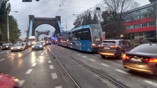 Tramwaj zderzył się z autem na placu Grunwaldzkim. Na zdjęciu miejsce zdarzenia