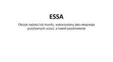 Na zdjęciu napis: Essa - okrzyk radości lub triumfu, wykorzystywany jako ekspresja pozytywnych uczuć, a nawet pozdrowienie