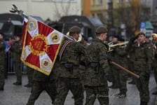 <p>Żołnierze 16. Dolnośląskiej Brygady Obrony Terytorialnej podczas uroczystego składania przysięgi&nbsp;</p>