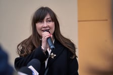 Odsłonięcie figurek dwóch krasnali - Wolontariusza i Uchodźczyni. Wrocław, 24.03.2023