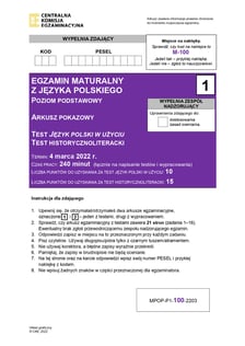 Matura z języka polskiego - arkusze pokazowe - formuła 2023