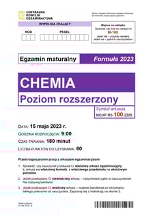 Arkusz CKE z chemii (poziom rozszerzony, formuła 2023)