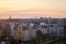 Panorama Wrocławia. Zdjęcie z 13 piętra budynku w centrum miasta.