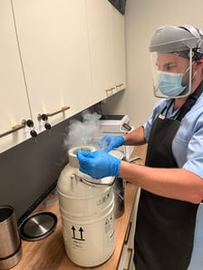 <p>Etap mrożenia materiału genetycznego. Laboratorium w klinice Invimed</p>