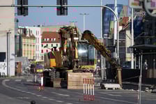 <p>Ulica Kazimierza Wielkiego rano w pierwszy dzień roboczy remontu&nbsp;&nbsp;</p>