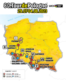 mapa wyścigu Tour de Pologne 2023