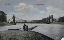 1910, Wizualizacja mostu Grunwaldzkiego. Kartka wysłana 19.04.1910 r., a więc pół roku przed oficjalnym otwarciem mostu