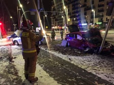 Wypadek, skrzyżowanie ulic Popowickiej i Zajęczej