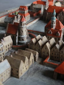Ceramiczna makieta Strzelina na podstawie XVIII-wiecznego rysunku