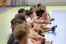 Koszykarze Harlem Globetrotters i Śląska Wrocław w szkole podstawowej. Dobrzykowice, 07.03.2024