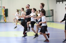 Koszykarze Harlem Globetrotters i Śląska Wrocław w szkole podstawowej. Dobrzykowice, 07.03.2024