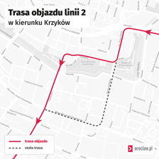<p>Trasa objazdu tramwaju linii 2.</p>