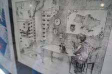 <p>Wernisaż wystawy prac uczni&oacute;w Liceum Sztuk Plastycznych w Bibliotece Uniwersyteckiej (3.04.2024)</p>