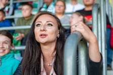 Kibice na meczu Śląska Wrocław z Cracovią na Tarczyński Arenie