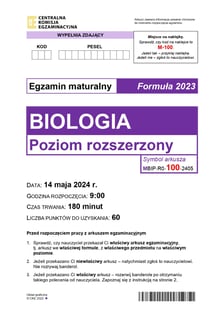 Arkusz CKE: Matura rozszerzona z biologii 2024 - zadania, 14 maja