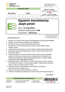 Egzamin ósmoklasisty 2024, arkusz z języka polskiego
