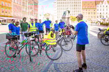 <p>Rowerzyści z&nbsp;Koła Przyjaci&oacute;ł Erlangen-H&ouml;chstadt/Tarnowskie G&oacute;ry (Tarnowitz) e.V. we Wrocławiu</p>