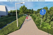 Wizualizacja - ciąg pieszo-rowerowy wzdłuż rowu od ul. Melisowej