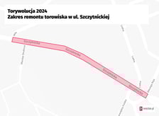 <p>Mapa przedstawia remontowany fragment ul. Szczytnickiej.</p>