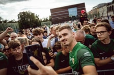 Oficjalna prezentacja pierwszego zespołu Śląska Wrocław. Plac Wolności we Wrocławiu
