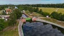 śluza Opatowice, widok z drona