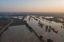Polder Oławka i wylewająca się na wysokości Blizanowic na pola Odra - 19.09.2024