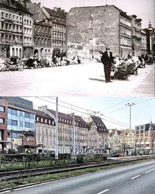 Współczesne i przedwojenne zdjęcia Wrocławia, ul. Kazimierza Wielkiego / Ruska