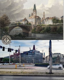 Współczesne i przedwojenne zdjęcia Wrocławia, plac Jana Pawła II