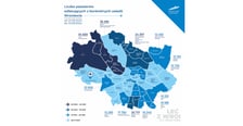 <p>Mapa: liczba pasażer&oacute;w odlatujących z z konkretnych osiedli Wrocławia&nbsp;</p>