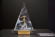 <p>Wystawa Freedom Climbers w Centrum Historii Zajezdnia. Złoty czekan.</p>