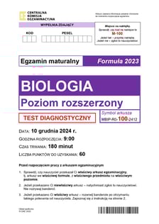 Matura próbna z biologii, poziom rozszerzony, arkusz z pytaniami