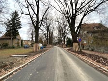 Ulica Olszewskiego na odcinku od Gersona do Bacciarellego skończona. Zdjęcie z 18 grudnia. Trwać będą tu jeszcze prace, ale już poza jezdnią
