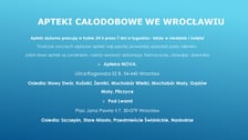 Tablica informacyjna. Apteki całodobowe, adresy