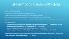 Tablica informacyjna: Szpitalny oddział ratunkowy - ardresy, numery