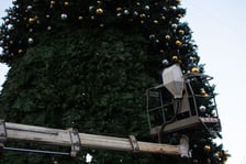 Demontaż choinki na wrocławskim Rynku