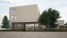 <p>Wizualizacja rozbudowy niepublicznej szkoły przy ul. Pautscha 9 na Biskupinie</p>