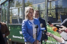 <p>Wiceprezydent Wrocławia Renata Granowska na konferencji prasowej promująca Leśnicę jako miejsce weekendowego wypoczynku</p>