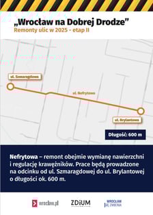 Mapa z zaznaczonym fragmentem ulicy do remontu