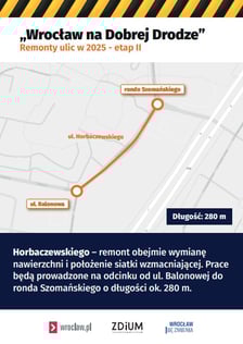 Mapa z zaznaczonym fragmentem ulicy do remontu