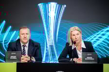 Renata Granowska i Cezary Kulesza. Konferencja na stadionie, 28 kwietnia 2025 roku