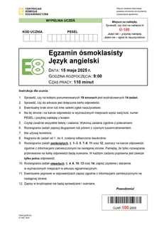 Egzamin ósmoklasisty 2025. Język angielski, arkusze CKE