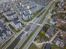 Trasa autobusowa na Jagodno z lotu ptaka