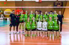 Młodziczki z EWL #Volley Wrocław z SP 97 we Wrocławiu podczas Młodzieżowych Mistrzostw Polski w Kleszczowie
